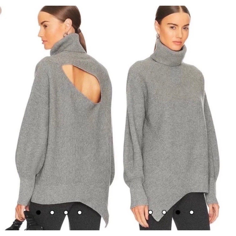 ALC Rory Cutout Sweater Wool Cashmere Asymmetric Thick Knit Sweater Sz S Luxury